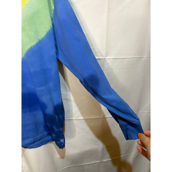Ralph Lauren Pink Blue Rainbow Striped Tie Dye Long Sleeve Tee Size XL - Picture 5 of 9